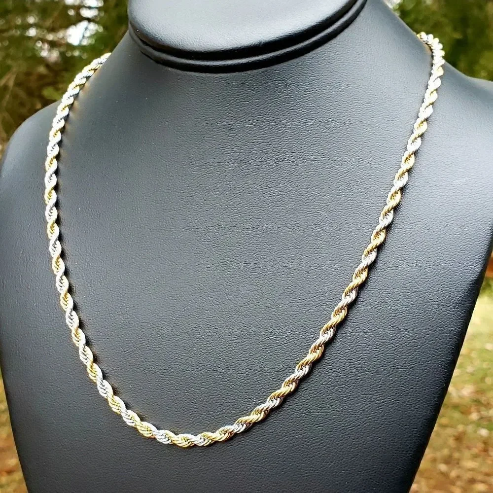 Stainless Steel Silver and Gold Rope Necklace